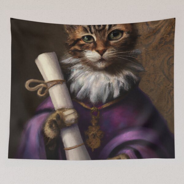 Item preview, Malcolm the Cat, with a scroll (Baroque) designed and sold by thecatandkettle.