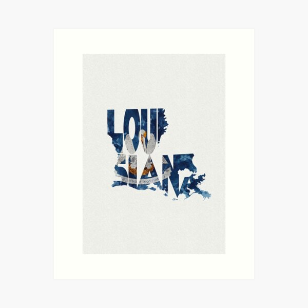 Artikel-Vorschau von Louisiana Typografische Karte Flagge, designt und verkauft von A Deniz Akerman.