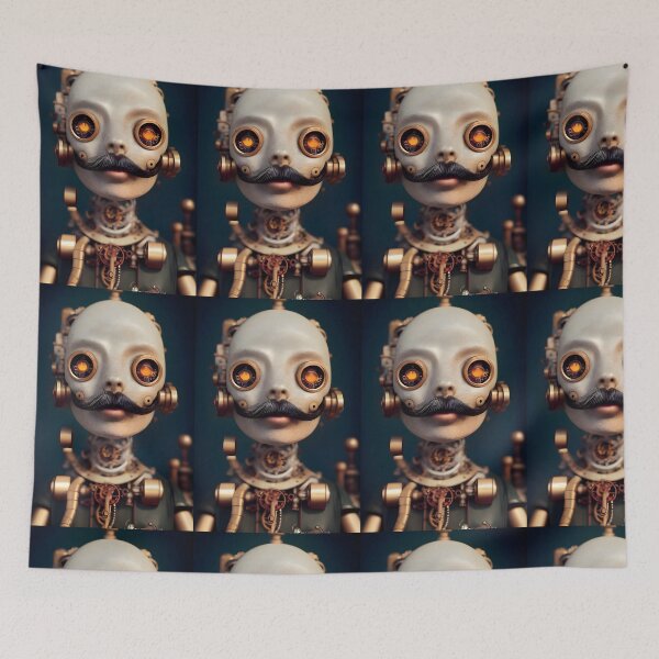 Item preview, Futuristic robot like human shape with mustache designed and sold by Tuko Designs.