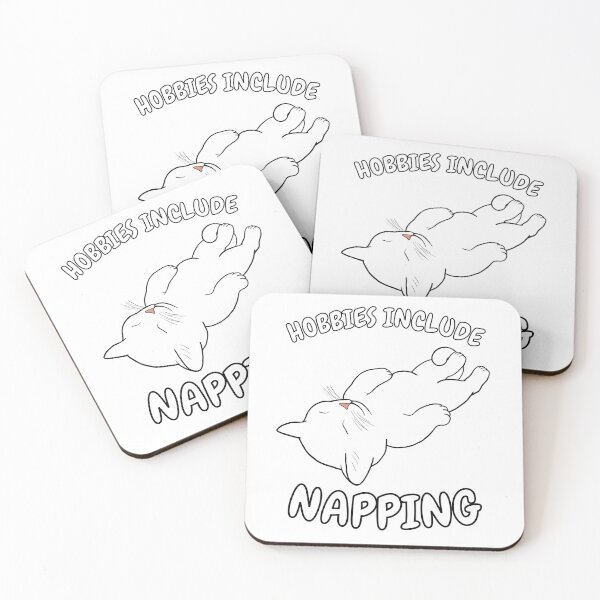 Item preview, Hobbies Include Napping | Sleeping White Cat designed and sold by RuggedRoo.