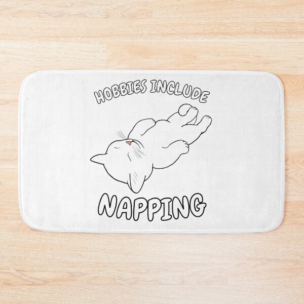 Item preview, Hobbies Include Napping | Sleeping White Cat designed and sold by RuggedRoo.