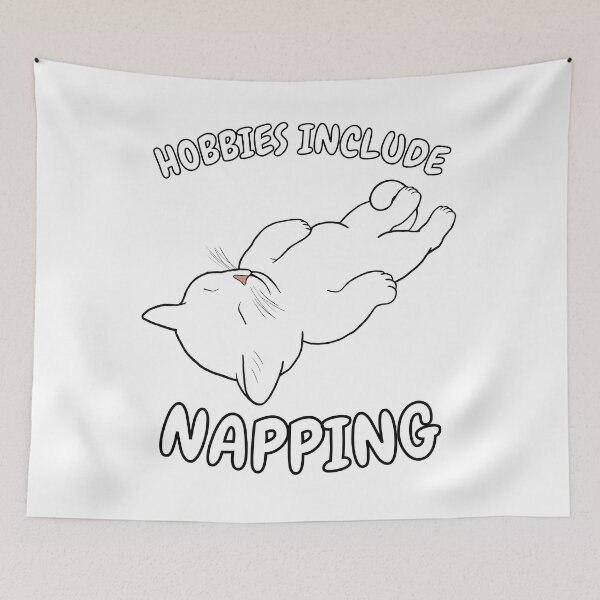 Item preview, Hobbies Include Napping | Sleeping White Cat designed and sold by RuggedRoo.