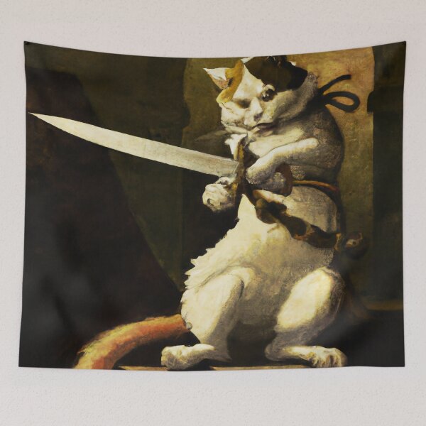 Item preview, Henry the Cat, checking his sword (Baroque) designed and sold by thecatandkettle.