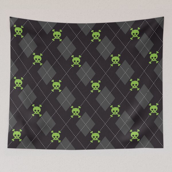 Item preview, Skully Argyle Pattern in Toxic Green designed and sold by OddPop.