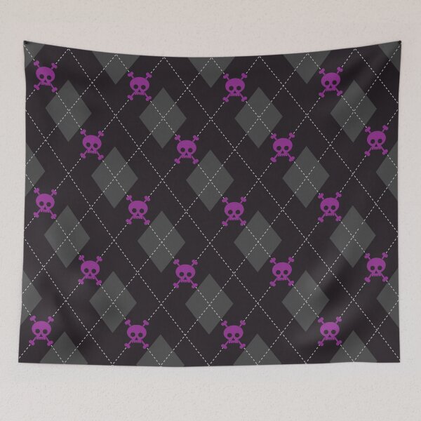 Item preview, Skully Argyle Pattern in Blacklight Purple designed and sold by OddPop.