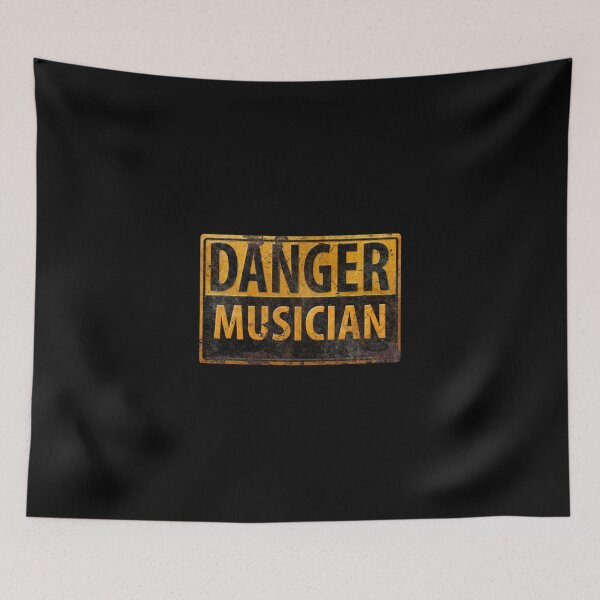 Item preview, Danger Musician Rusty Metal Sign Distressed Black Sticker designed and sold by campaharpsp.
