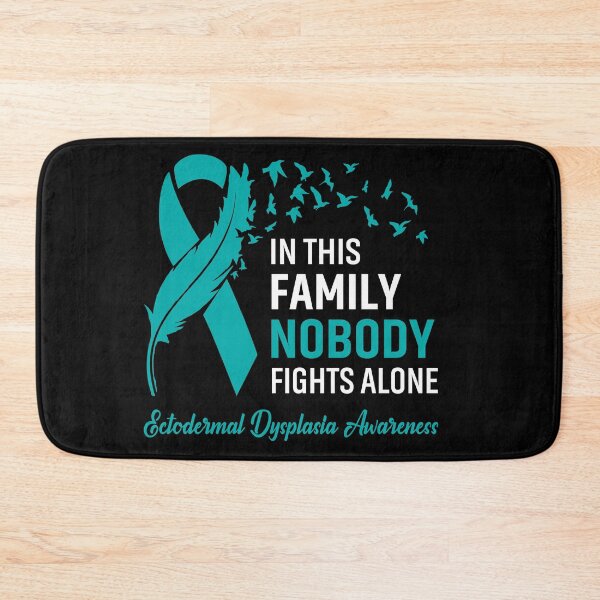 Item preview, In This Family Nobody Fights Alone Ectodermal Dysplasia Awareness Feather Ribbon designed and sold by frechettee.