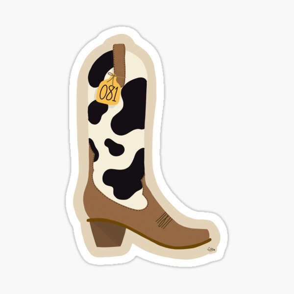 Cow Print Cowboy Boot Sticker For Sale By Hwildflower Redbubble