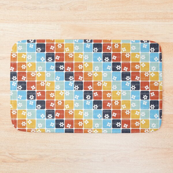 Item preview, Blue and Orange Retro 70s Flowers Diagonal designed and sold by WickedRefined - Nicole Demereckis.