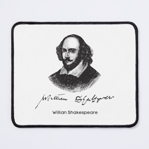 Item preview, Willian Shakespeare bust illustration and signature black and white designed and sold by lucyshome.