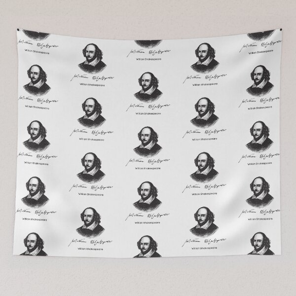 Item preview, Willian Shakespeare bust illustration and signature black and white designed and sold by lucyshome.