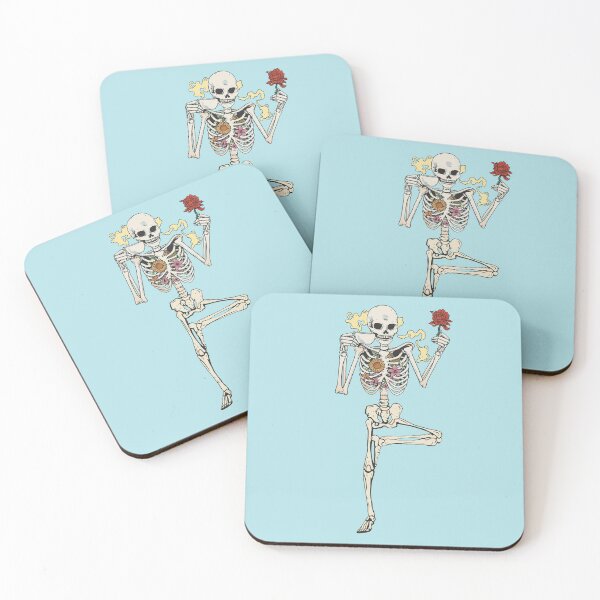 Item preview, Dancing Skeleton Yoga Pose With Coffee And Flowers Halloween designed and sold by MrEddie10.