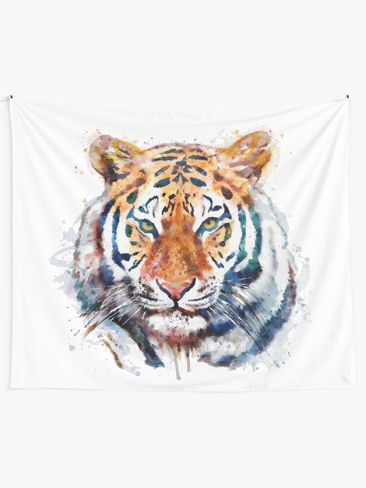 Tiger Head Watercolor Wandbehang Von Caracatita75 Redbubble