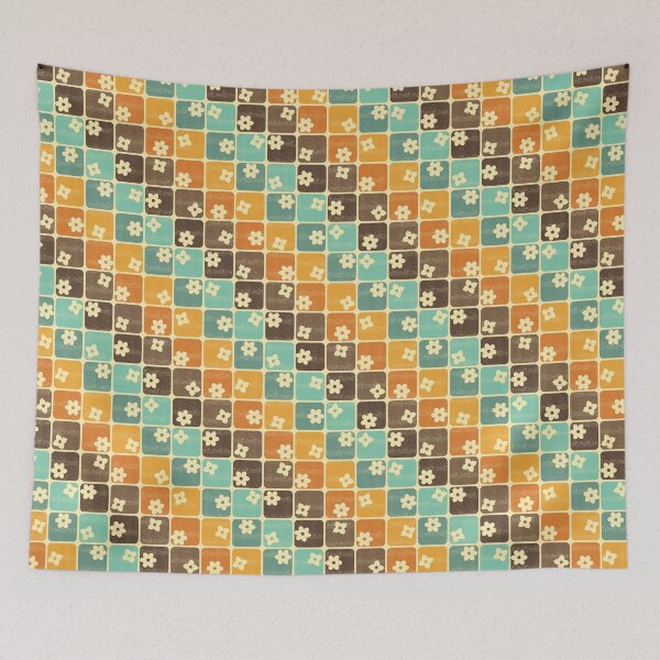 Item preview, Vintage Retro 70s Flowers Diagonal designed and sold by WickedRefined - Nicole Demereckis.