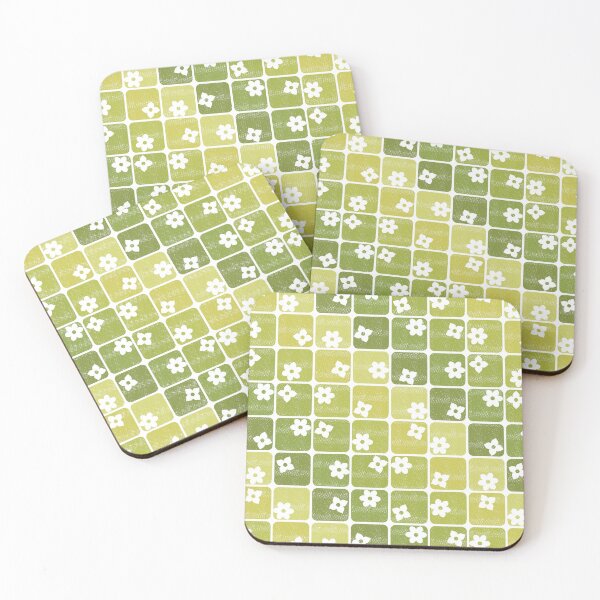 Item preview, Green Retro 70s Flowers Diagonal designed and sold by WickedRefined - Nicole Demereckis.