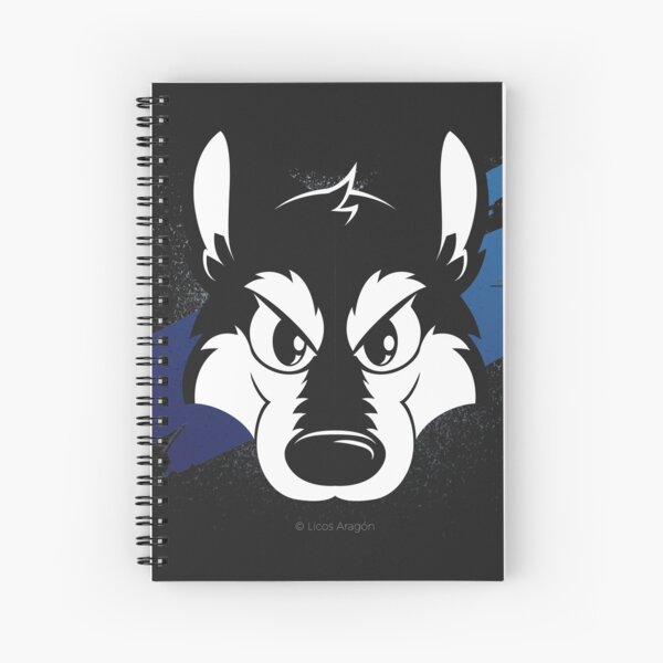 Toon wolf face (blue) Spiral Notebook