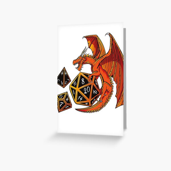 The Dice Dragon - D20, D4, D10, Dungeons & Dragons Greeting Card
