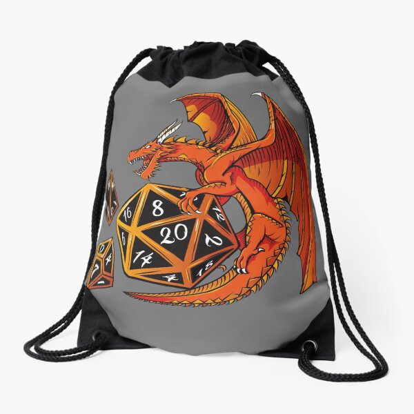The Dice Dragon - D20, D4, D10, Dungeons & Dragons Drawstring Bag