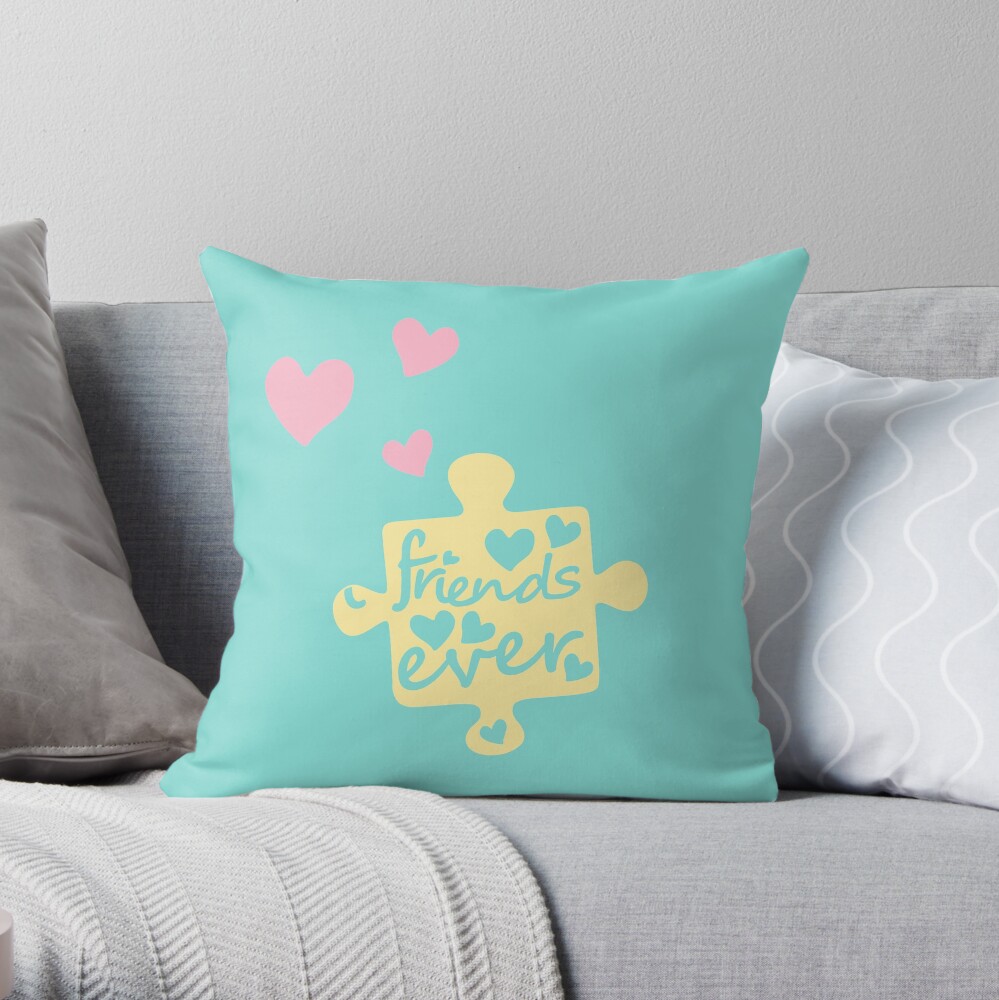 Pastel Best Friends Forever Connection Puzzle (right) Throw Pillow