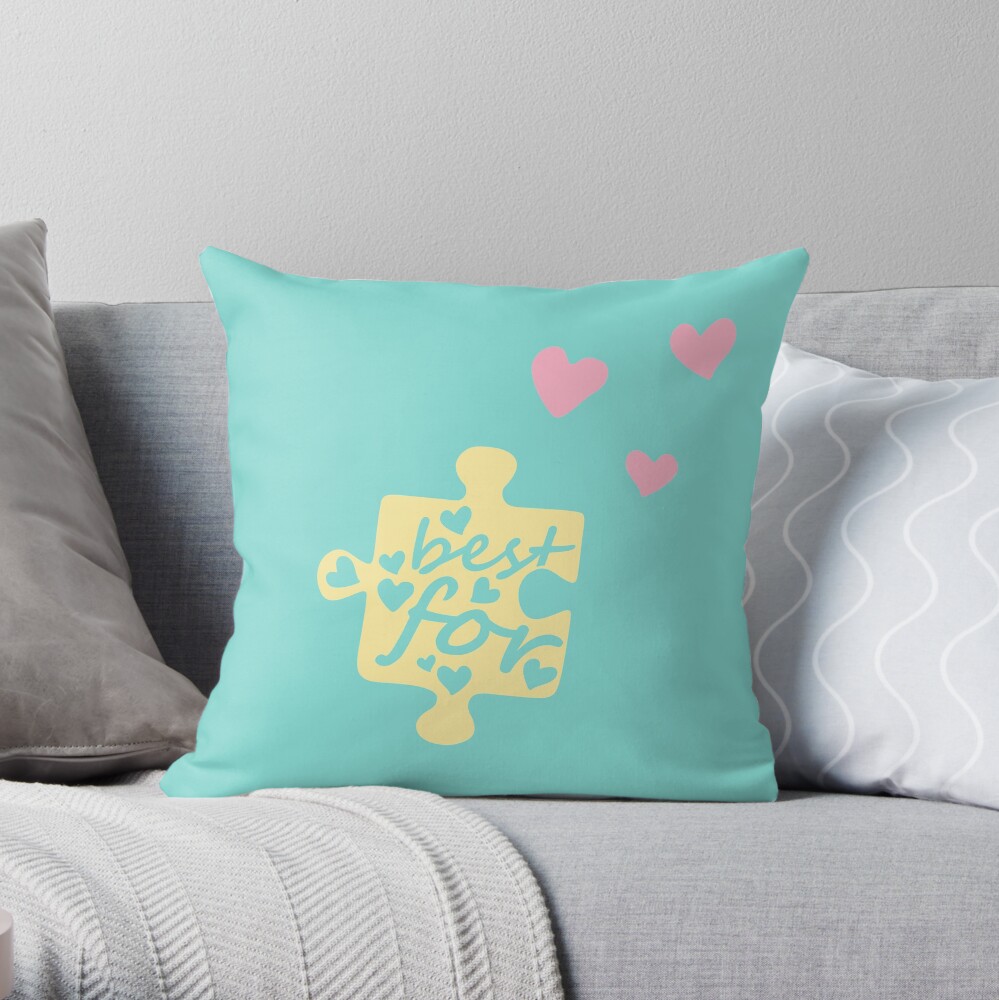 Pastel Best Friends Forever Connection Puzzle (left) Throw Pillow
