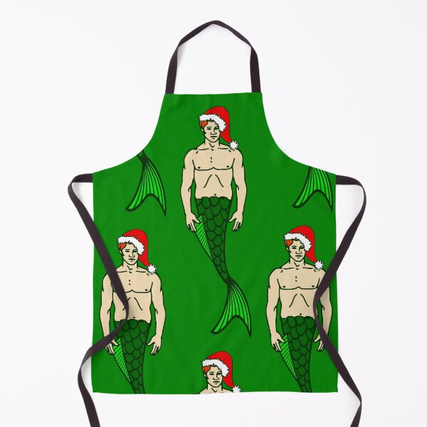 Item preview, santa redhead merman christmas mermaid designed and sold by Gossip Rag.