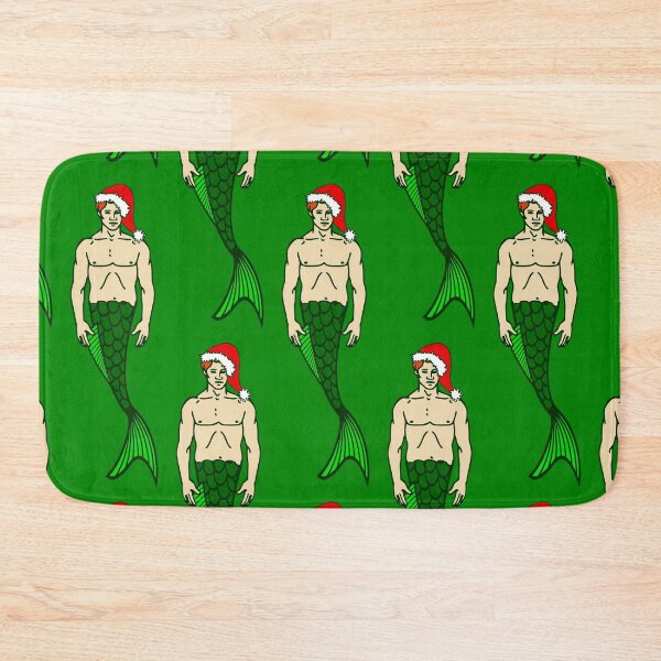Item preview, santa redhead merman christmas mermaid designed and sold by Gossip Rag.