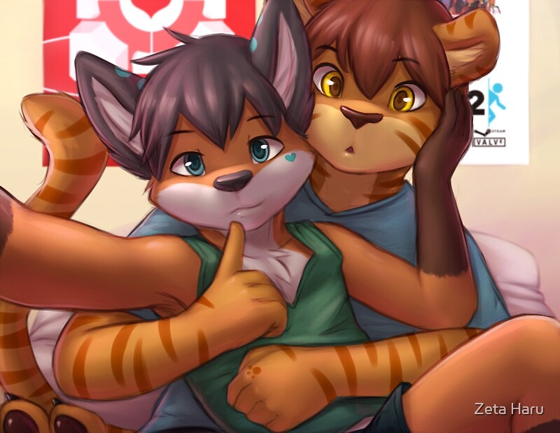 couple. furry. tiger. zetaharu. mytigertail. fox. 