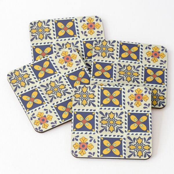 Item preview, Flowers authentic mexican talavera tile geometric pattern majolica boho chic interior design designed and sold by T-Mex.