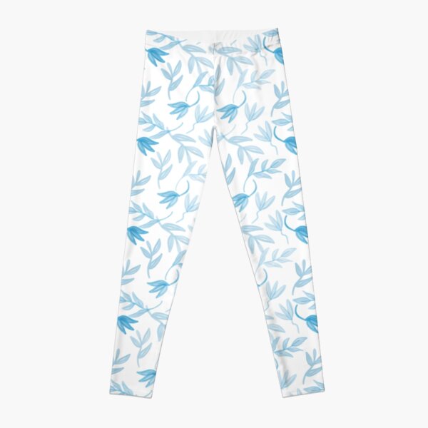 Blue and White Botanicals - Repeat Pattern Leggings