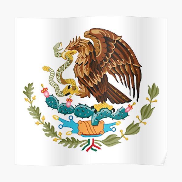 MEXIKO. MEXIKANER. EAGLE SYMBOL, mexikanische Flagge, Flagge von Mexiko, Bandera de México, schlicht und einfach. Poster