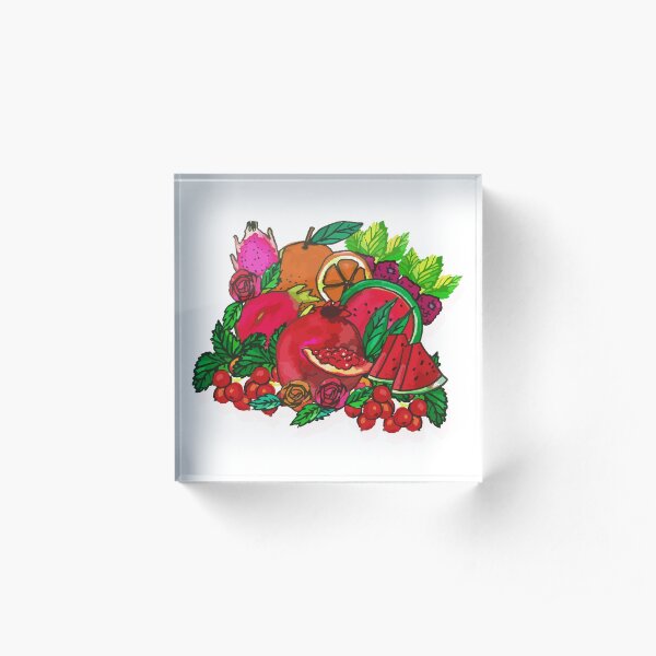 Red Fruits Acrylic Block