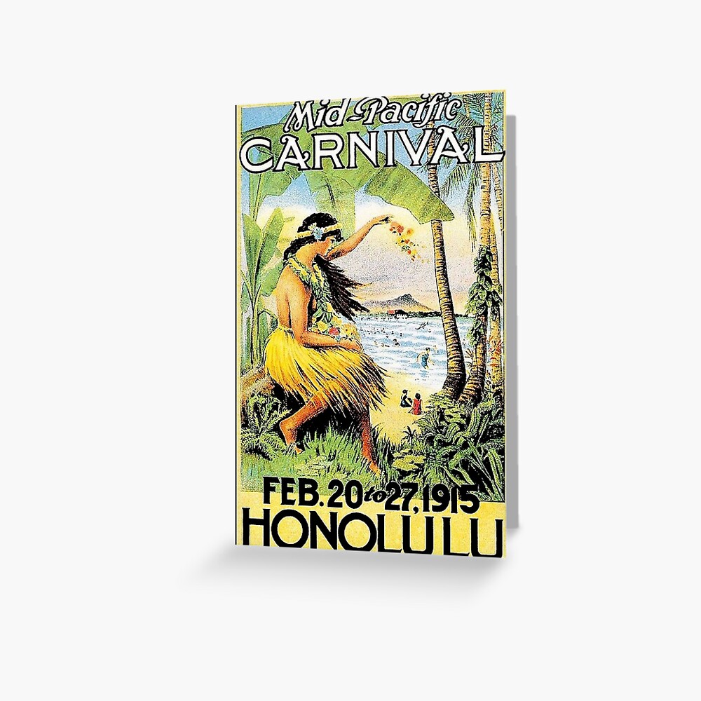 "HAWAII Vintage Honolulu MidPacific Carnival Print" Greeting Card