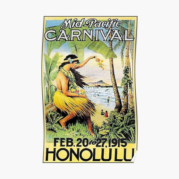 HAWAII : Vintage Honolulu Mid-Pacific Carnival Print Poster