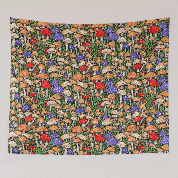 Item preview, Vintage Mushroom Designs - Brown, Red, White and Blue Toadstools designed and sold by PVTreasures.