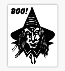 Creepy Witch Saying Boo Sticker