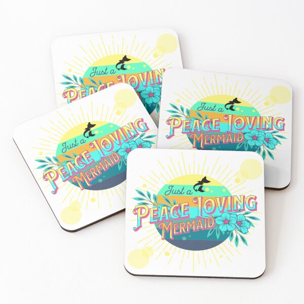 Item preview, Just a Peace Loving Mermaid | Retro Quote | Yellow Aqua Pink designed and sold by FrequencyV.