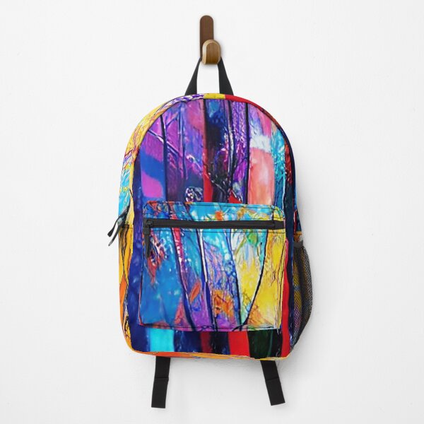 Item preview, Bright bold colorful very cool modern abstract painting of forest designed and sold by CattlettArt.
