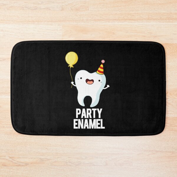 Item preview, Party Enamel Funny Tooth Puns (Dark BG) designed and sold by punnybone.