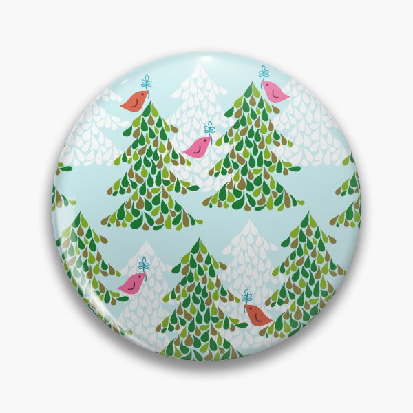 Item preview, Birds Doves Olive Branch Christmas Tree Holiday Peace Pink Orange Green Turquoise Blue White designed and sold by victoriabdesign.