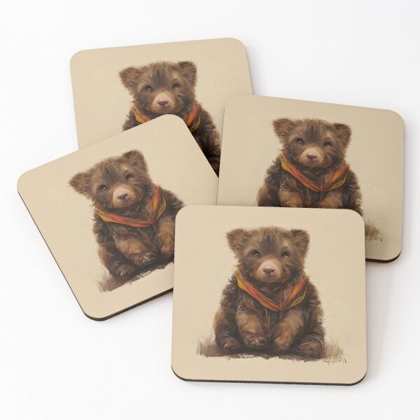 Item preview, Cute Adorable bear cub sitting on grass  designed and sold by Moncada Design Co.