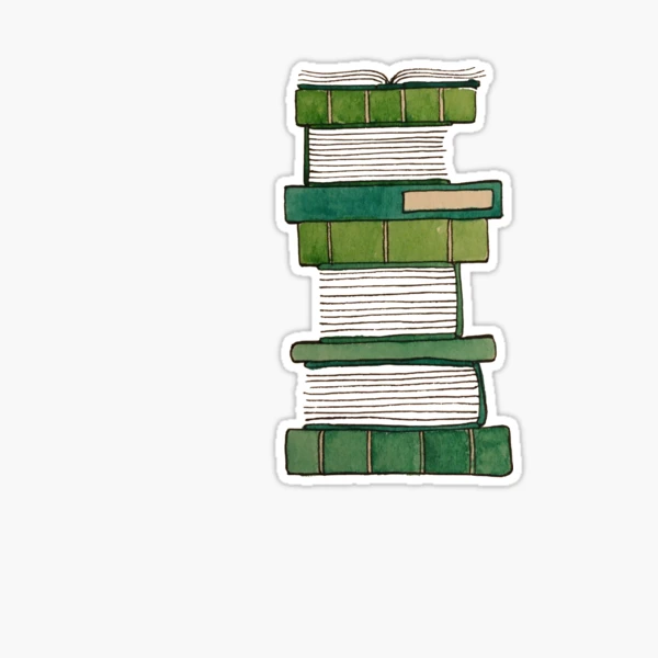 I'm Booked Green and Blue Bookstack Whimsical Sticker 