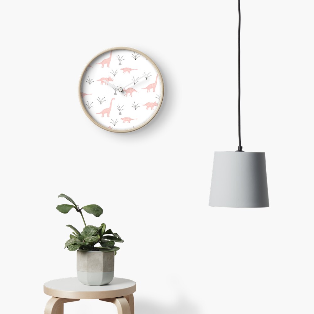 Pink Dinosaurs Clock