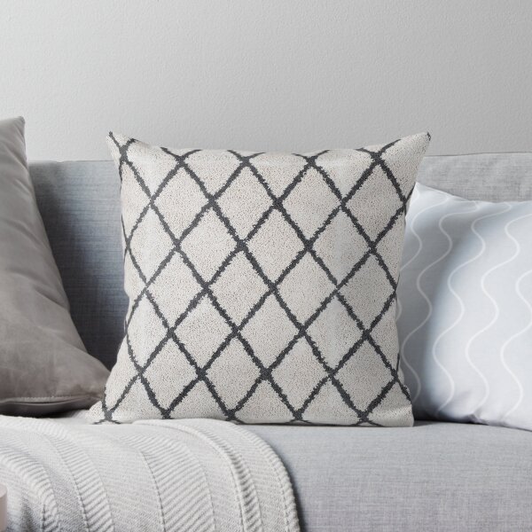 Berber Shaggy Rug Geometric black and white | Texture Beni Ourain Throw Pillow