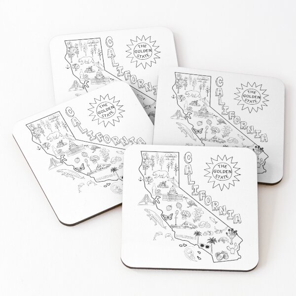Item preview, California State Map with Pictures designed and sold by Unhinged Heather.