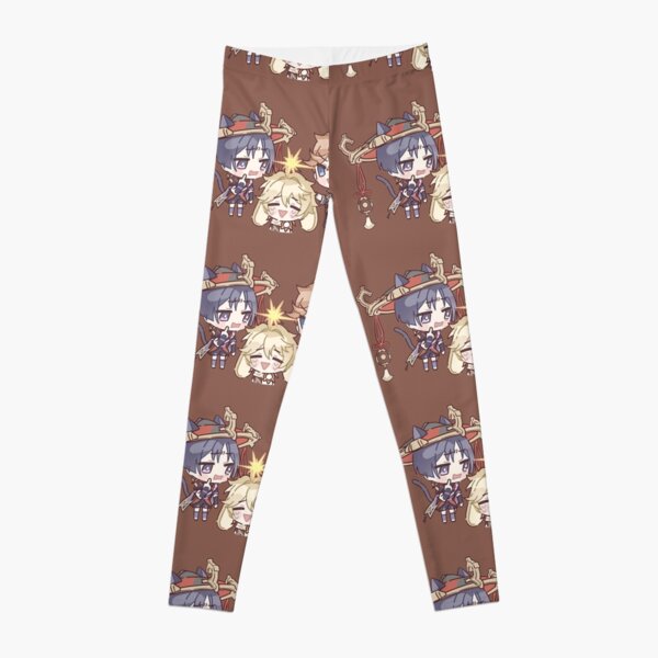 Genshin Impact Chibi Xiao and Aether  Leggings for Sale by