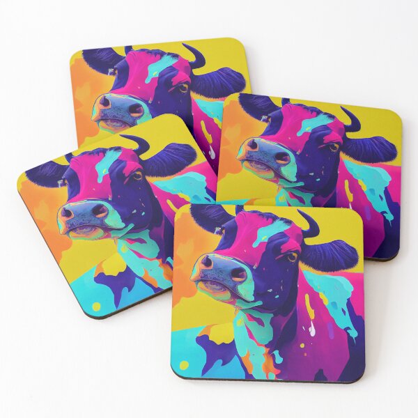 Item preview, colorful cow portrait illustration designed and sold by seneremin.