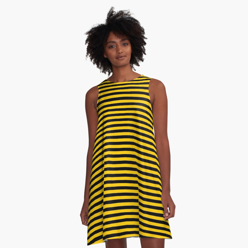Black and Yellow Bee | Stripes | Halloween Outfit A-Line Dress