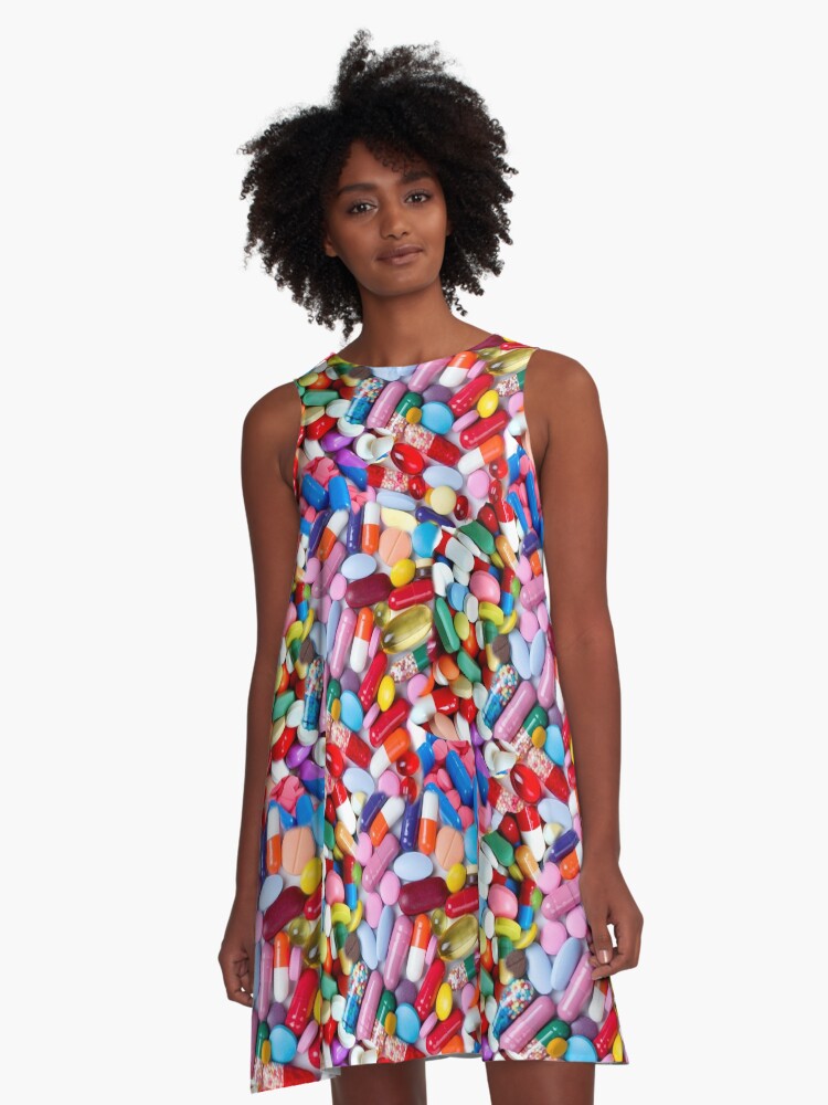 Thumbnail 1 of 4, A-Line Dress, Little Pills designed and sold by ogfx.