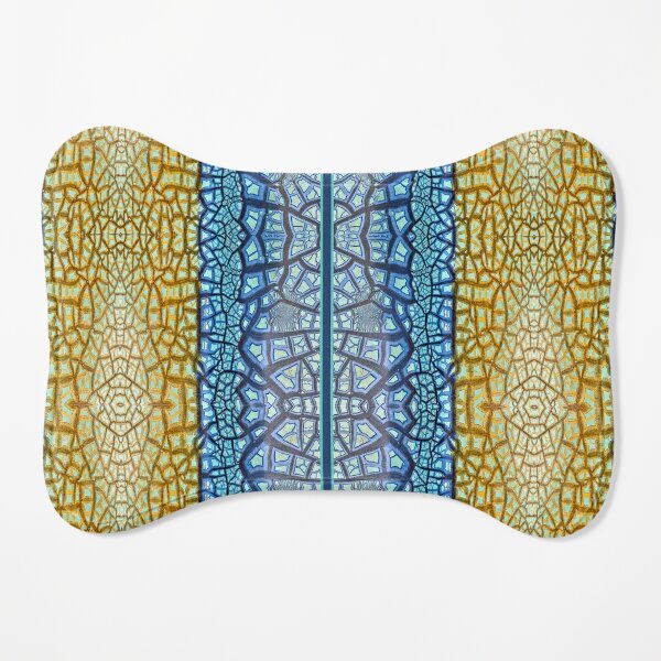 Peeling Paint Tribal Mandala-style Mosaic Pattern - Yellow Blue Jade  - Vicki Hadfield Dog Mat