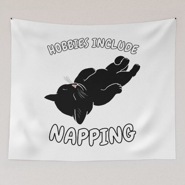 Item preview, Hobbies Include Napping | Sleeping Black Cat designed and sold by RuggedRoo.